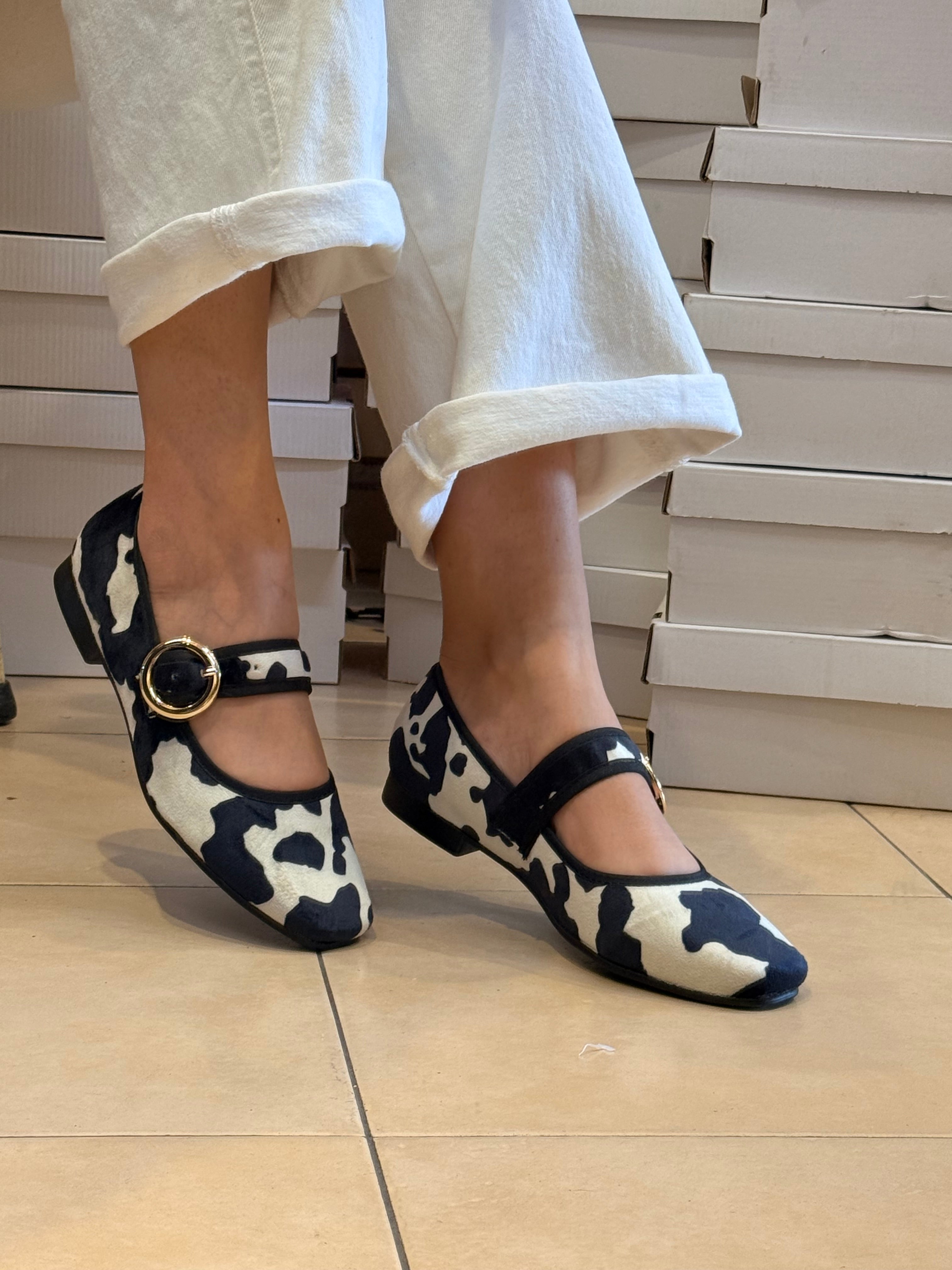 Chic black cow flat